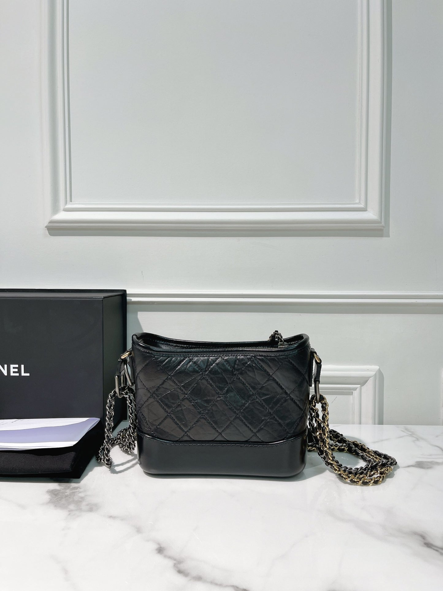 CHANEL GABRIELLE SMALL HOBO, Black/Gold