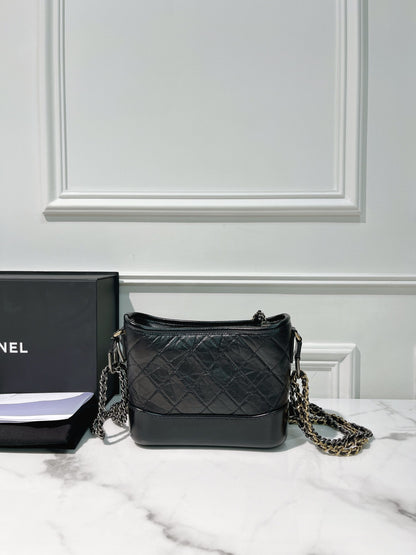 CHANEL GABRIELLE SMALL HOBO, Black/Gold