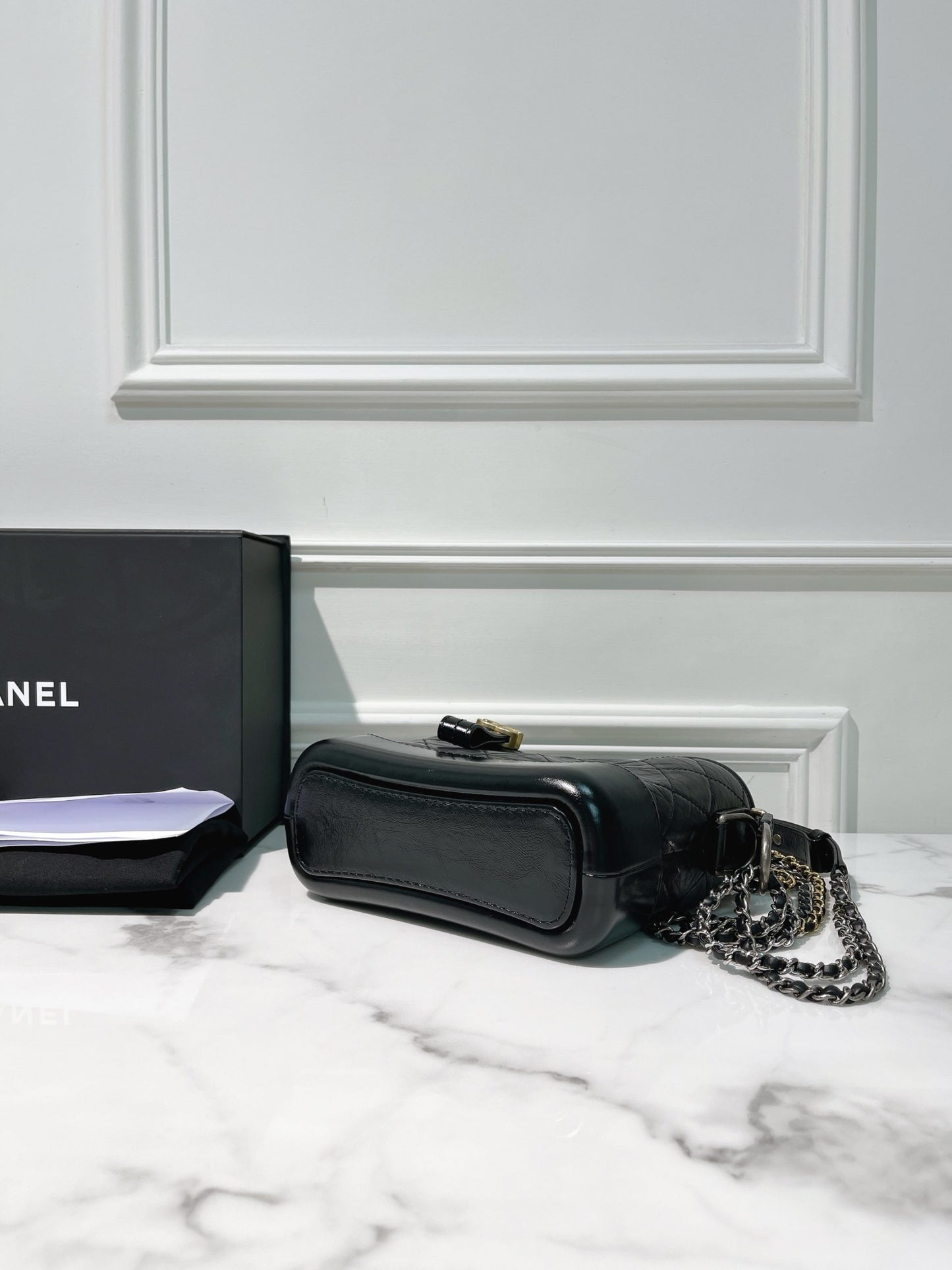 CHANEL GABRIELLE SMALL HOBO, Black/Gold