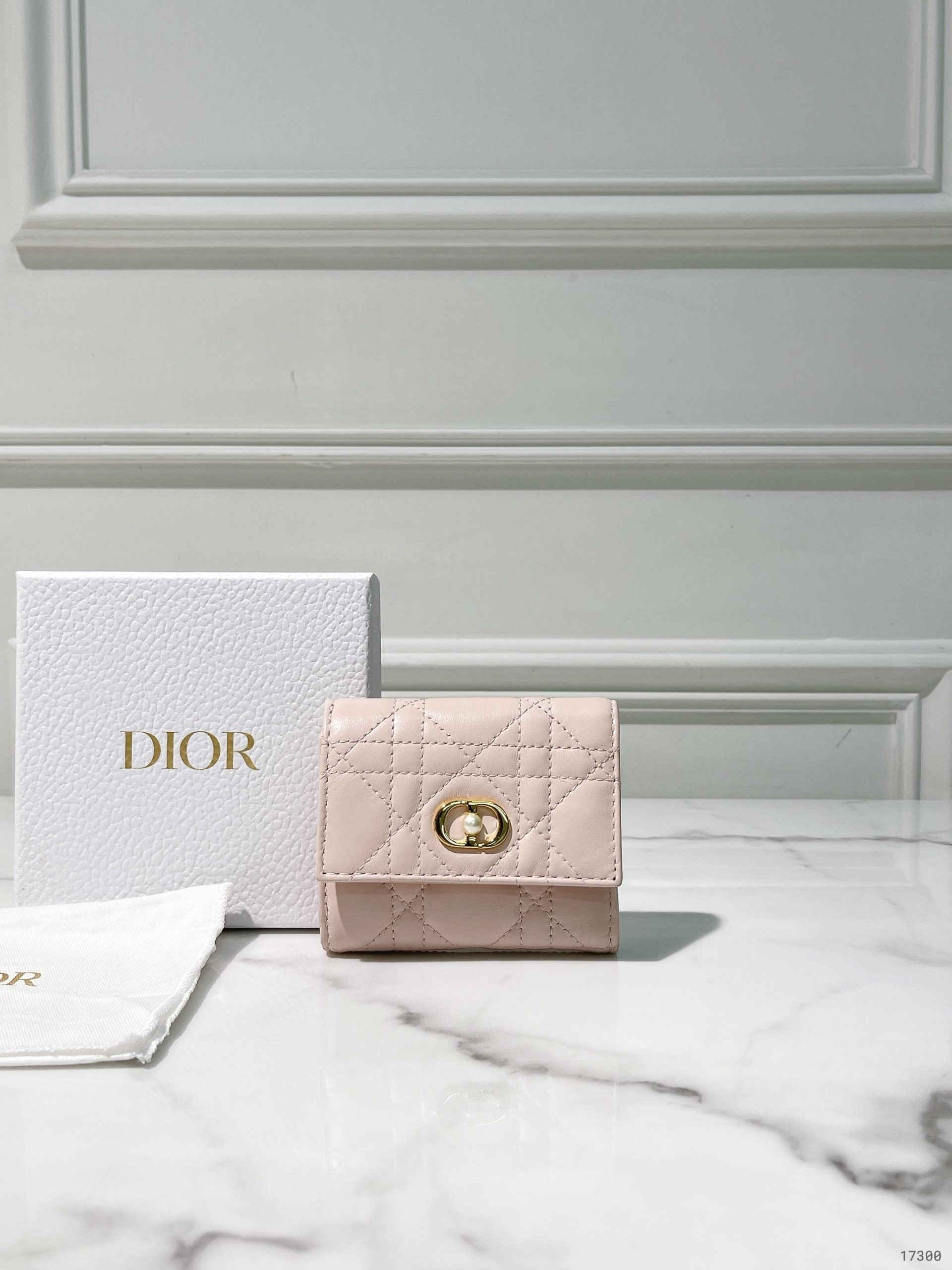 DIOR JOLIE HIBISCUS WALLET, Pink/Gold