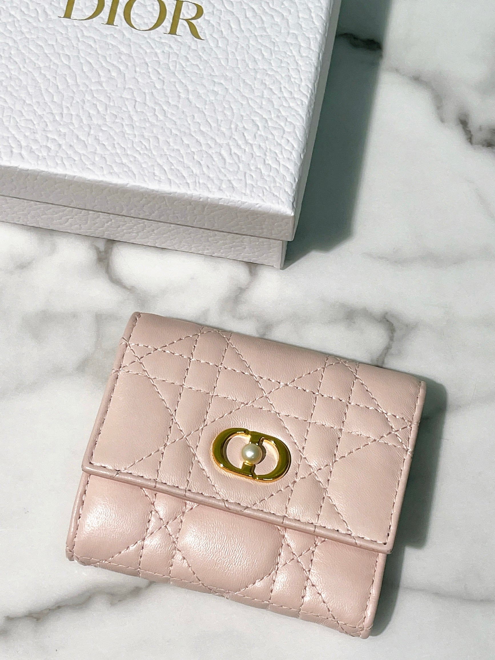 DIOR JOLIE HIBISCUS WALLET, Pink/Gold