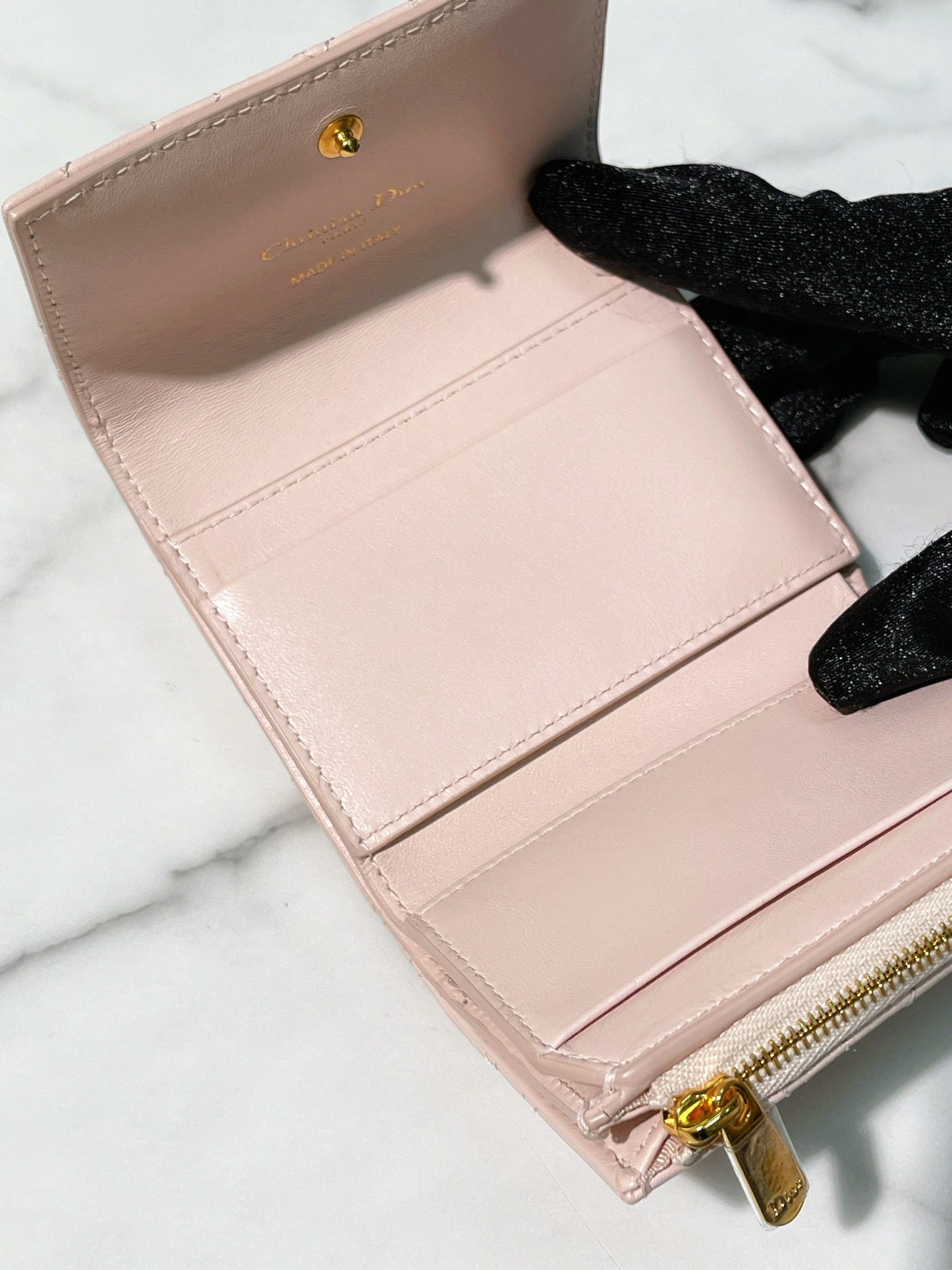 DIOR JOLIE HIBISCUS WALLET, Pink/Gold