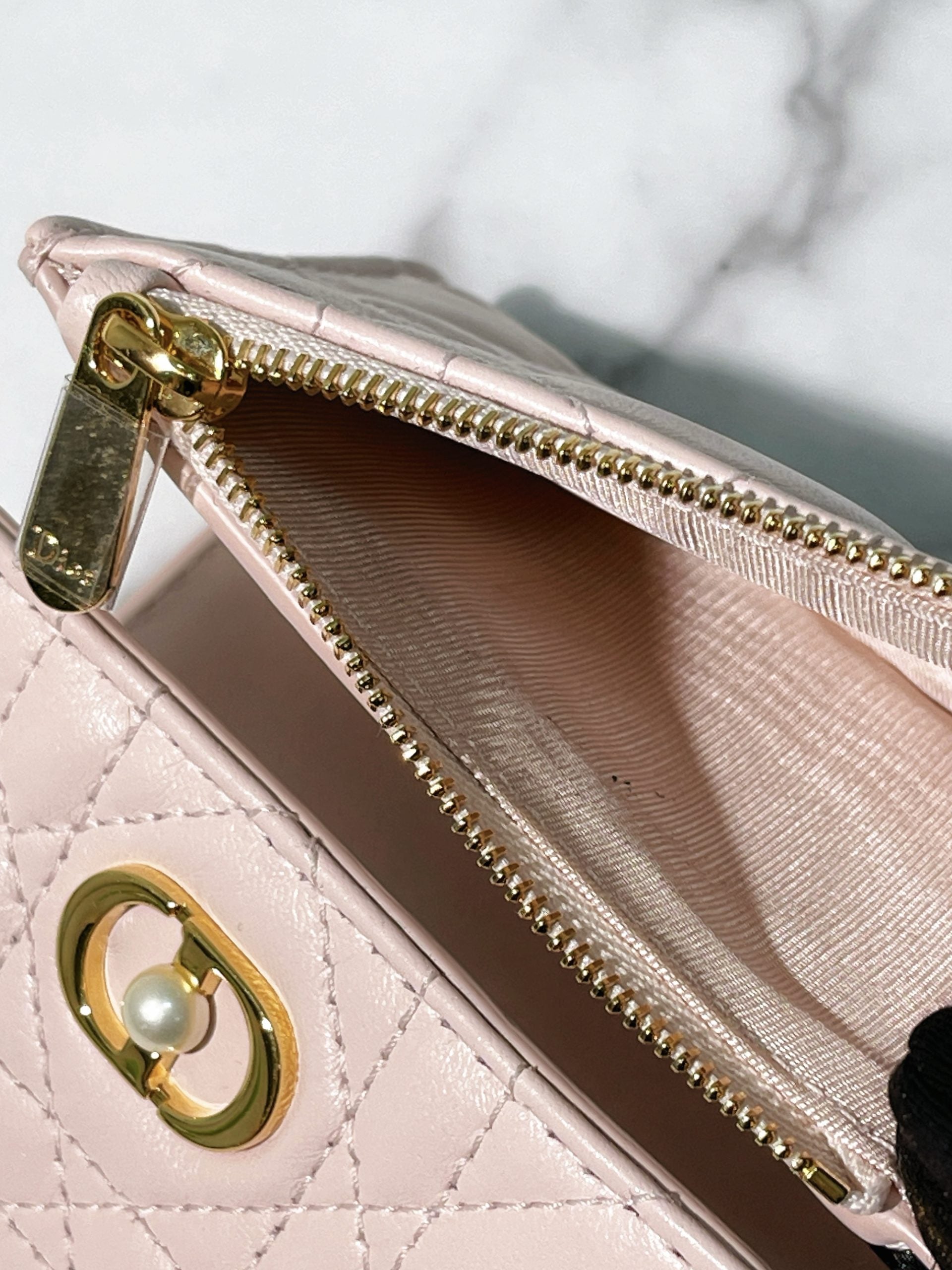 DIOR JOLIE HIBISCUS WALLET, Pink/Gold