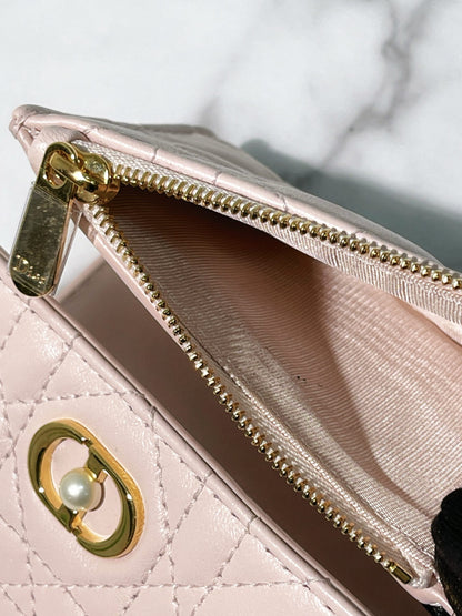 DIOR JOLIE HIBISCUS WALLET, Pink/Gold