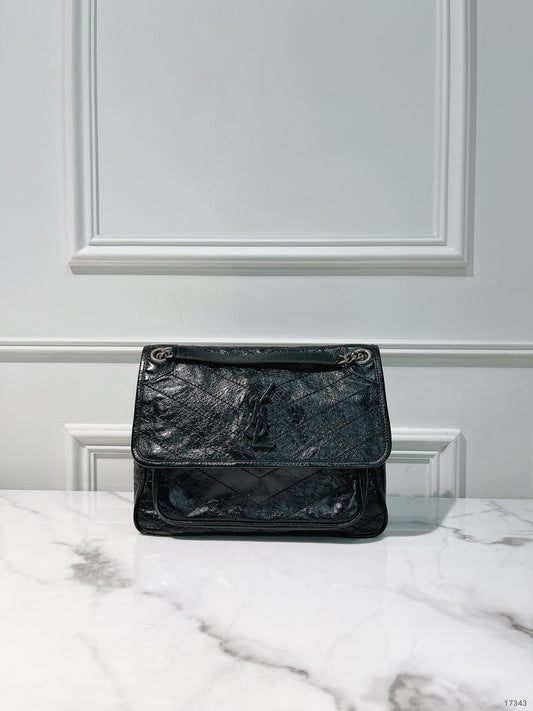 YSL NIKI MEDIUM, Black/Silver