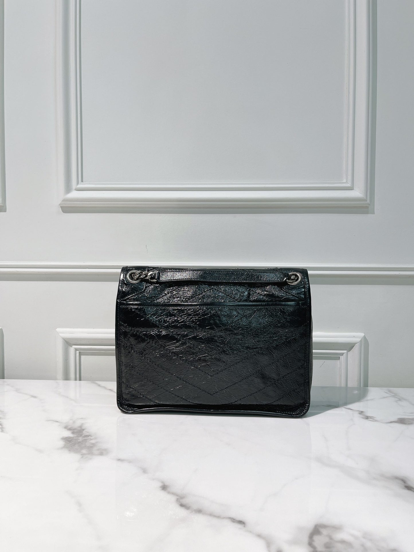 YSL NIKI MEDIUM, Black/Silver