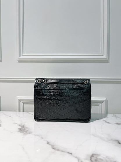 YSL NIKI MEDIUM, Black/Silver
