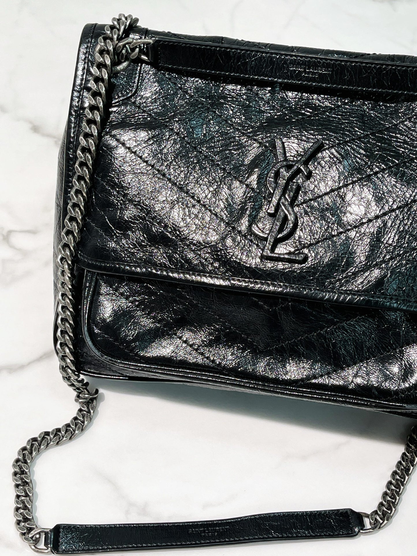 YSL NIKI MEDIUM, Black/Silver