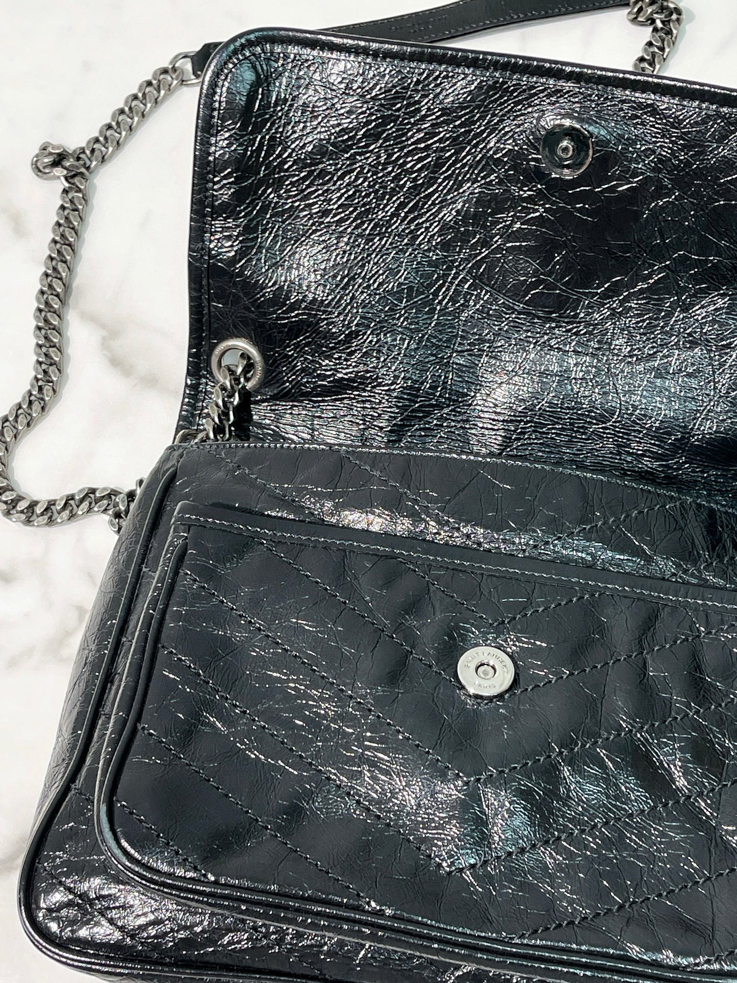 YSL NIKI MEDIUM, Black/Silver