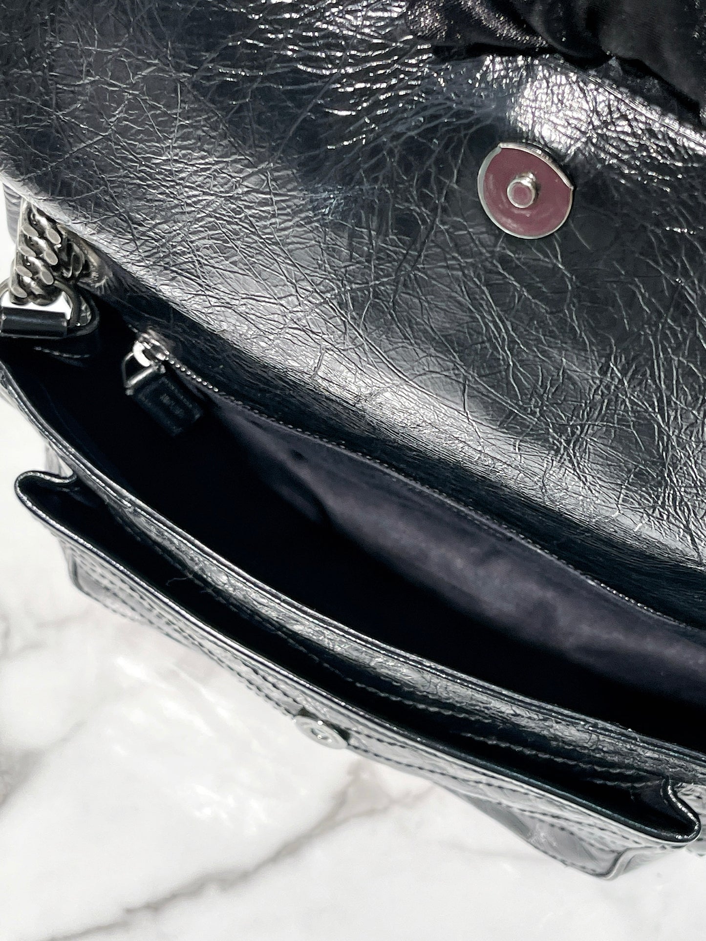 YSL NIKI MEDIUM, Black/Silver