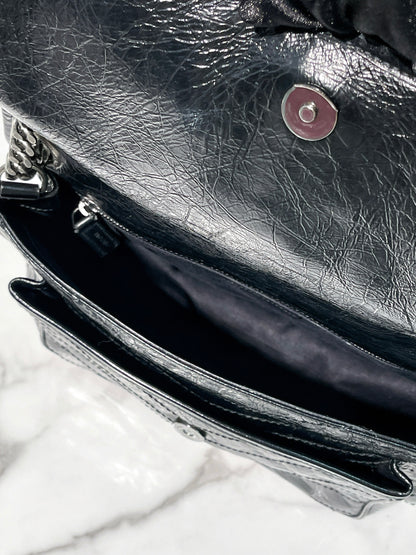 YSL NIKI MEDIUM, Black/Silver