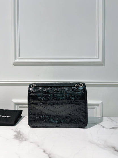 YSL NIKI MEDIUM, Black/Silver