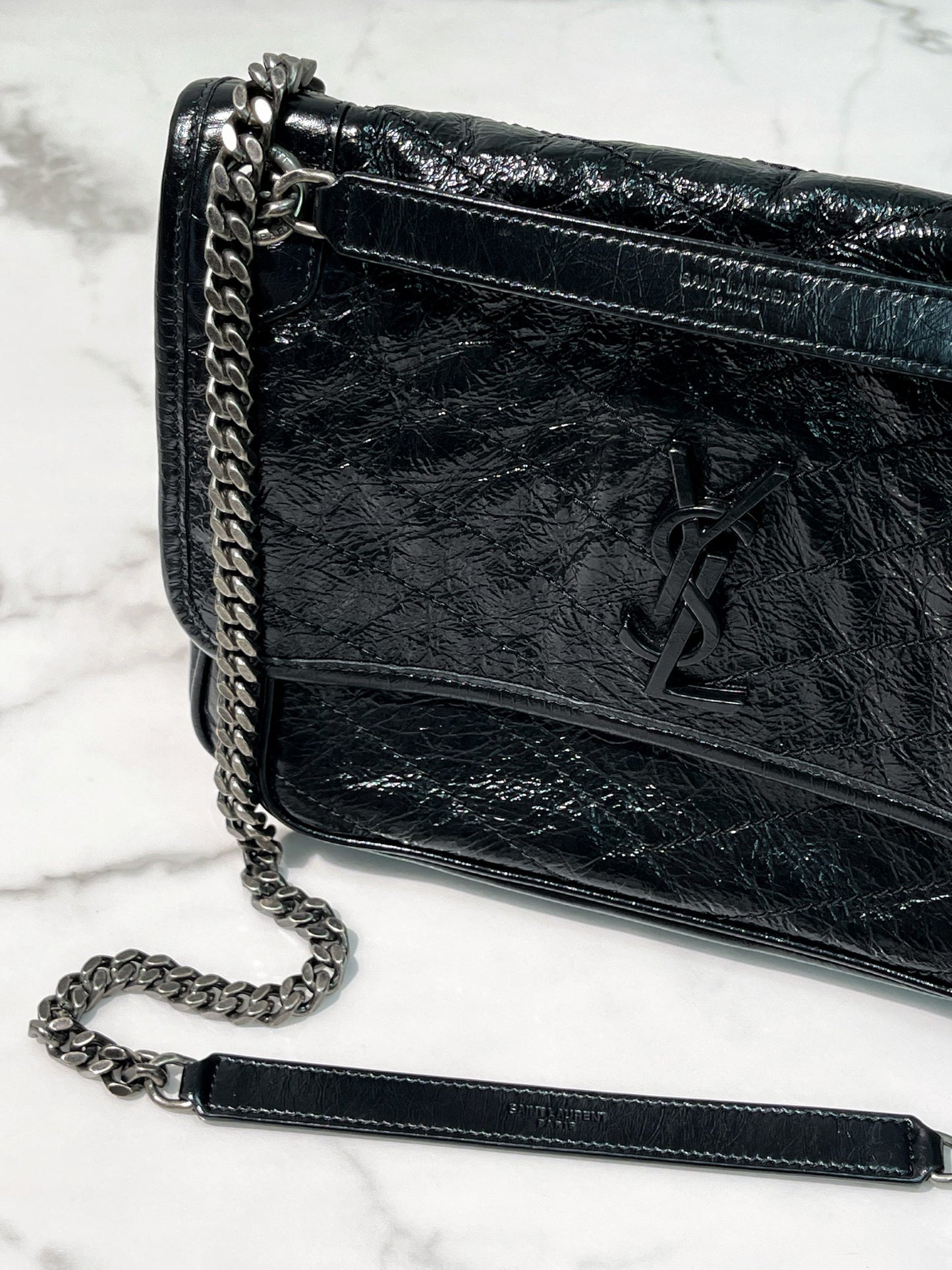 YSL NIKI MEDIUM, Black/Silver