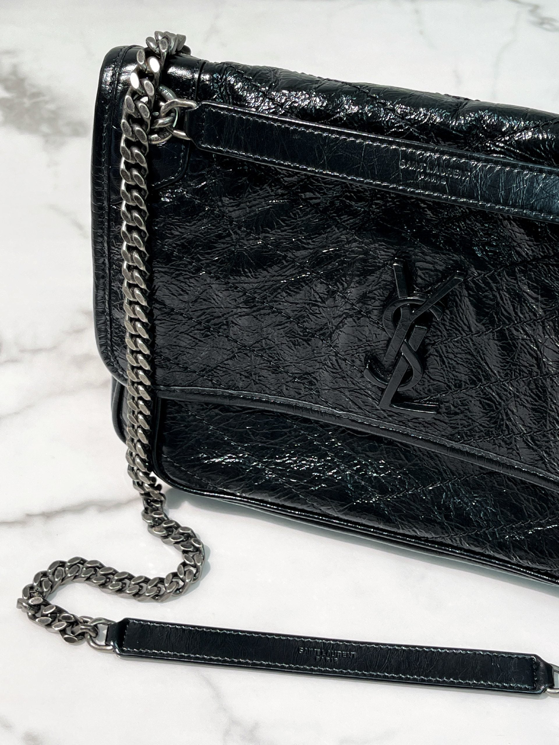 YSL NIKI MEDIUM, Black/Silver