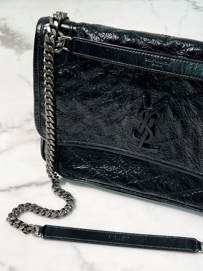 YSL NIKI MEDIUM, Black/Silver