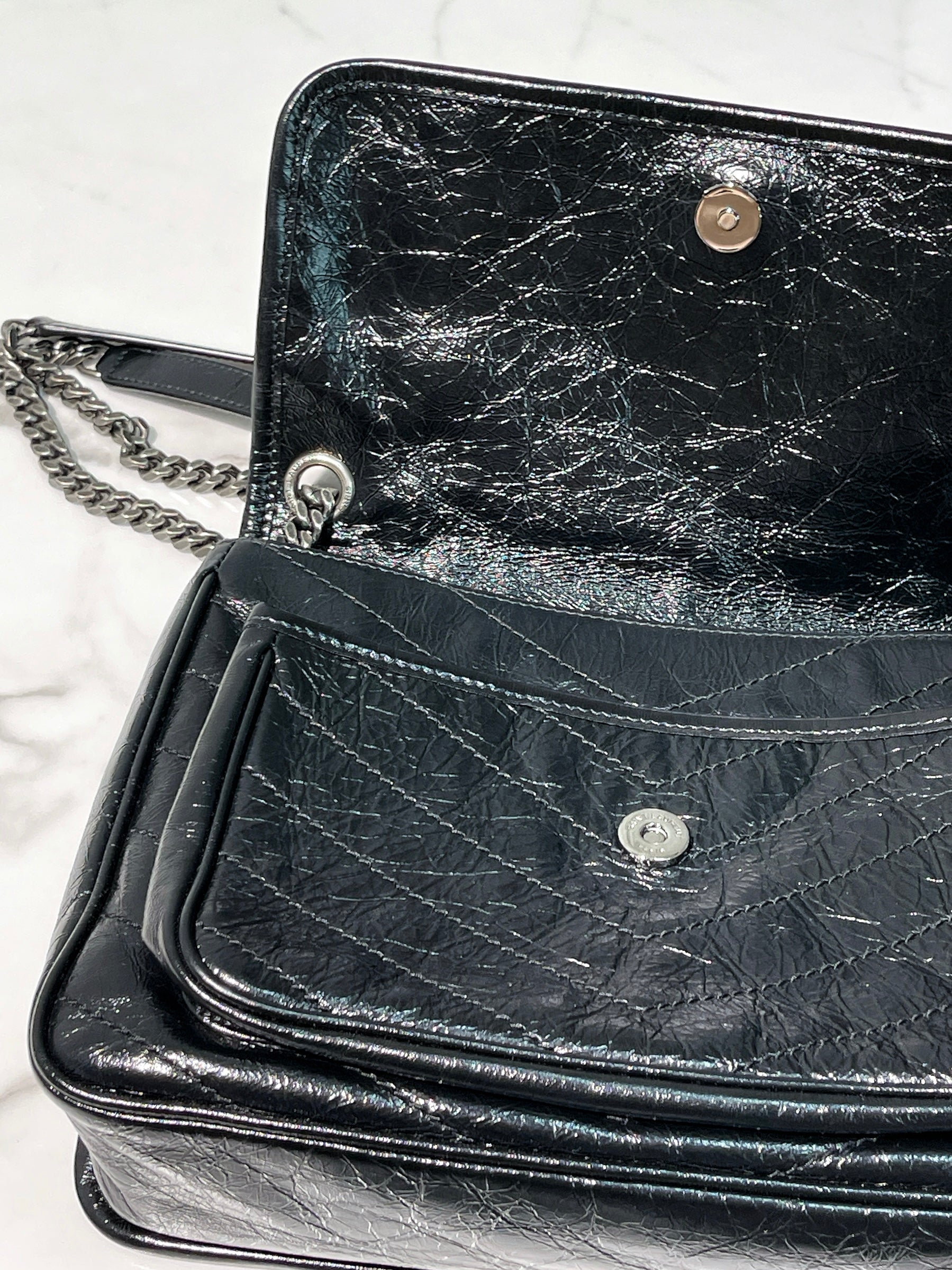 YSL NIKI MEDIUM, Black/Silver