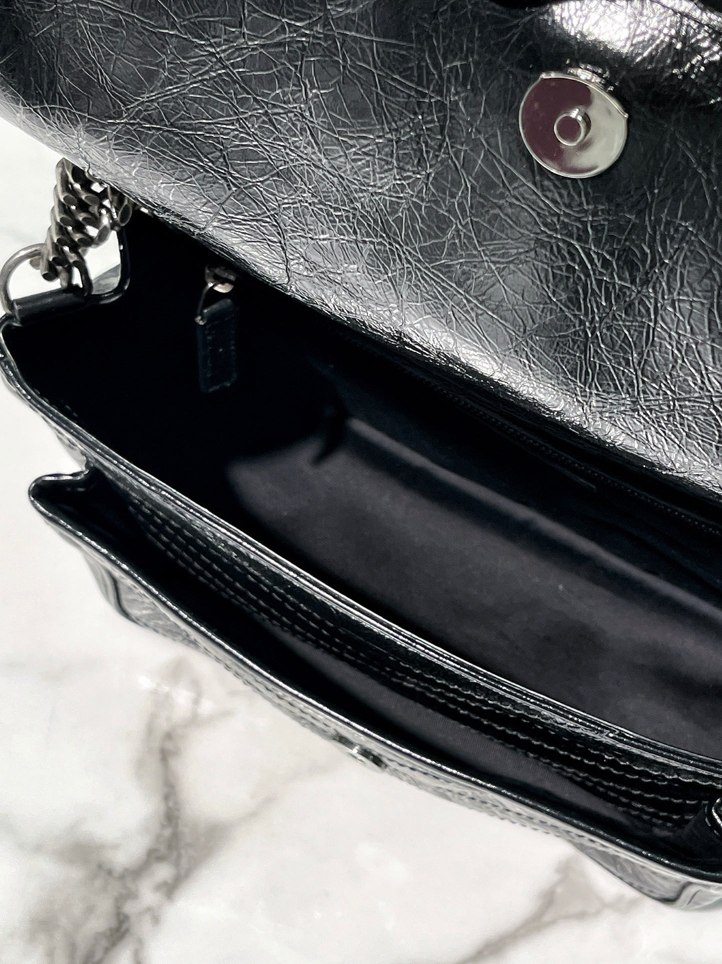 YSL NIKI MEDIUM, Black/Silver