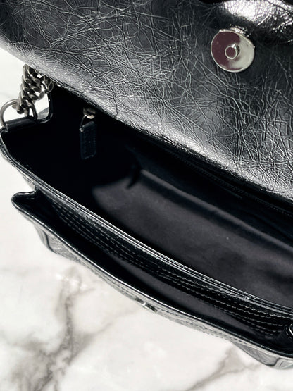 YSL NIKI MEDIUM, Black/Silver