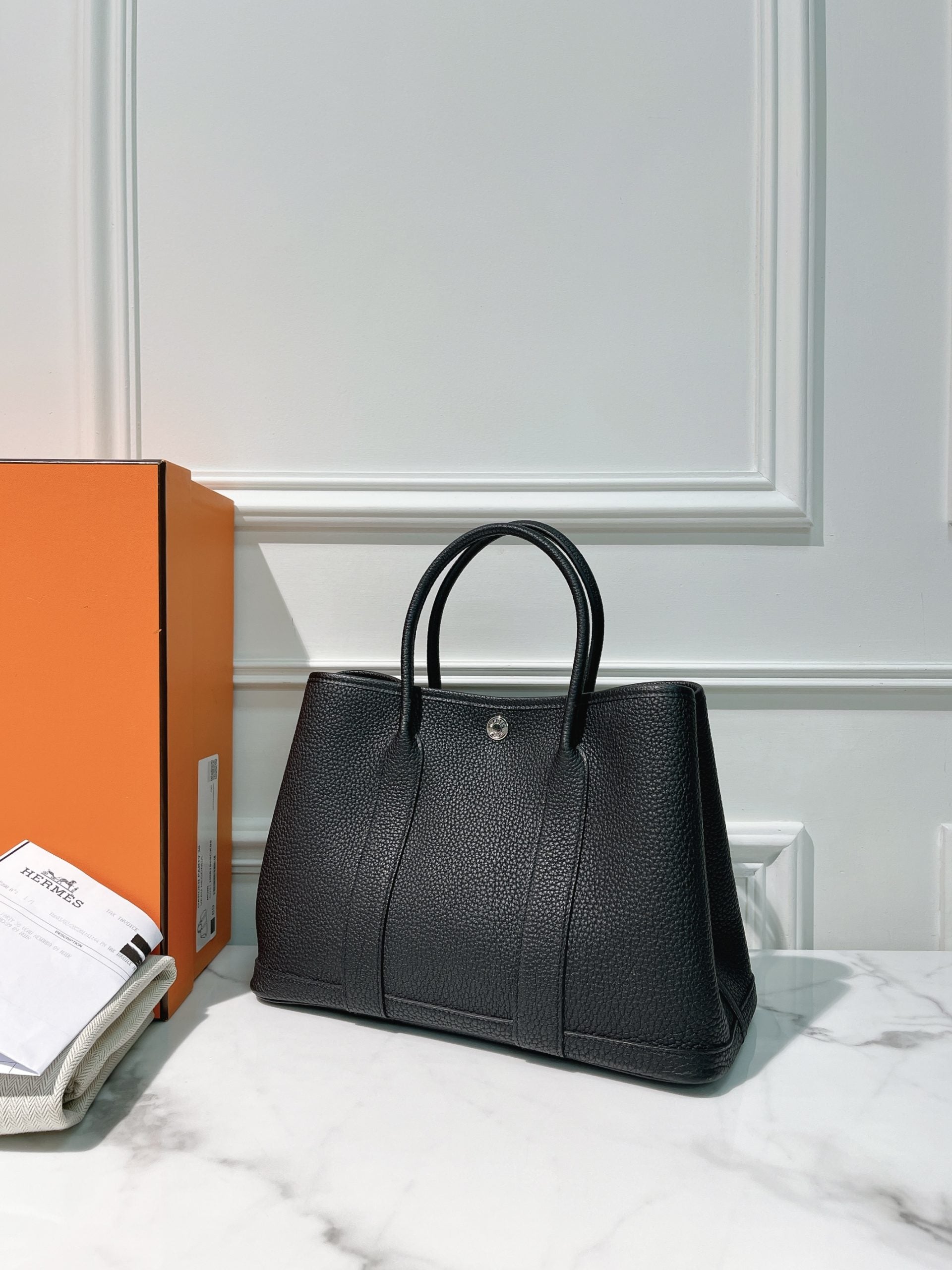 HERMES GARDEN PARTY 30, Noir/Silver