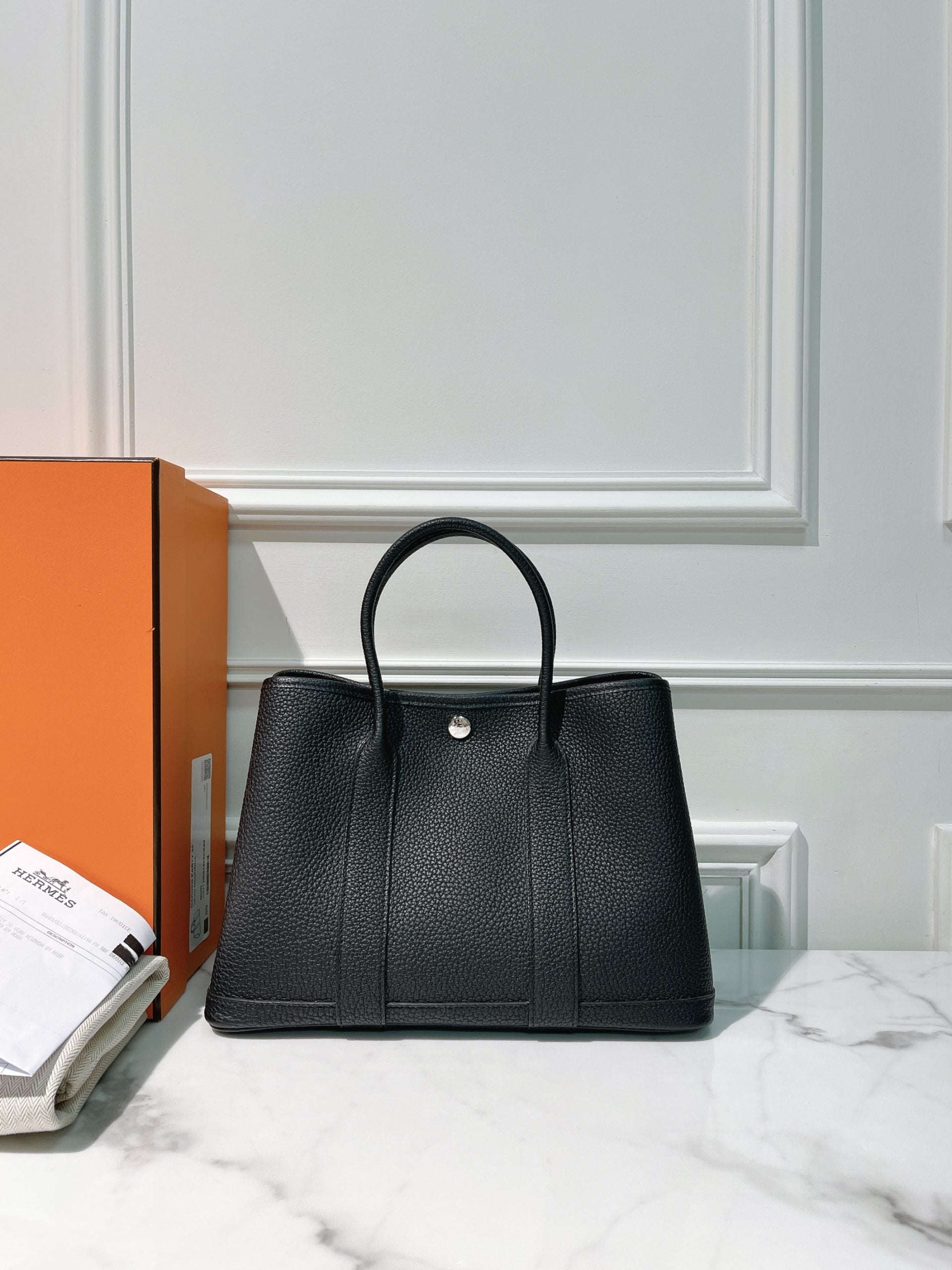 HERMES GARDEN PARTY 30, Noir/Silver