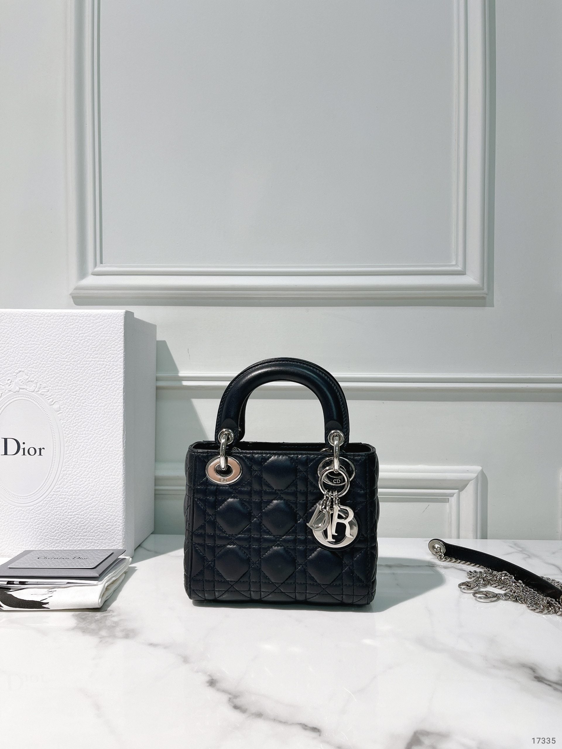 DIOR MINI LADY DIOR, Midnight Blue/Silver