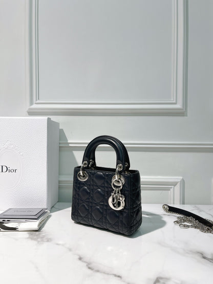DIOR MINI LADY DIOR, Midnight Blue/Silver