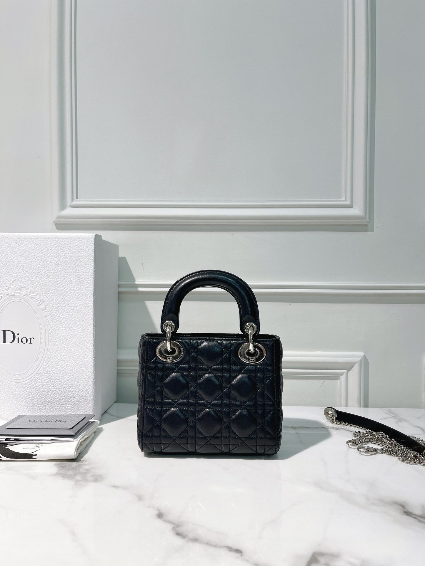 DIOR MINI LADY DIOR, Midnight Blue/Silver