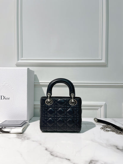 DIOR MINI LADY DIOR, Midnight Blue/Silver