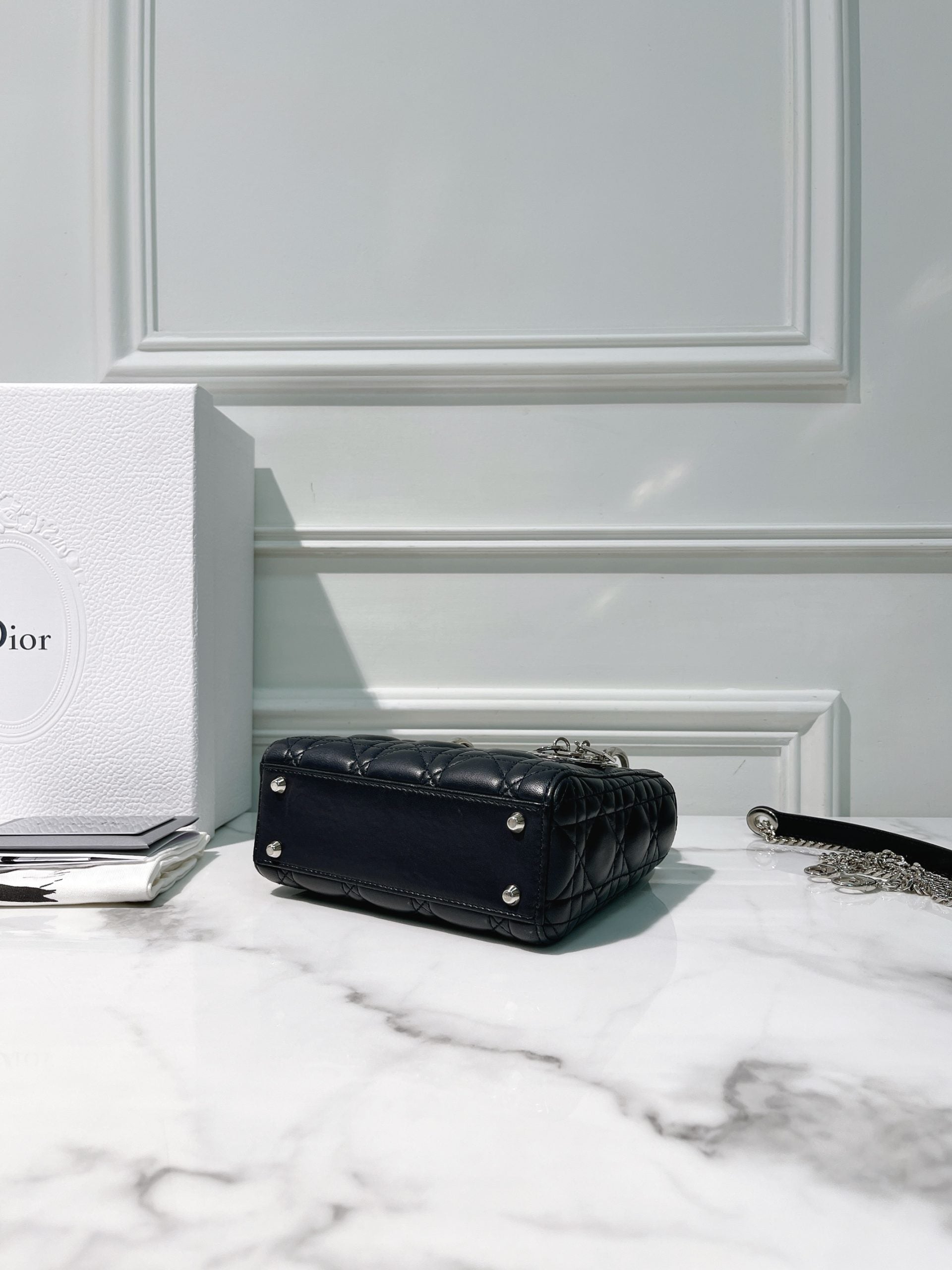 DIOR MINI LADY DIOR, Midnight Blue/Silver