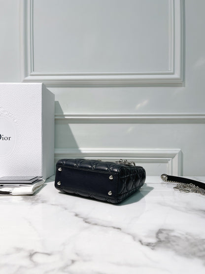 DIOR MINI LADY DIOR, Midnight Blue/Silver