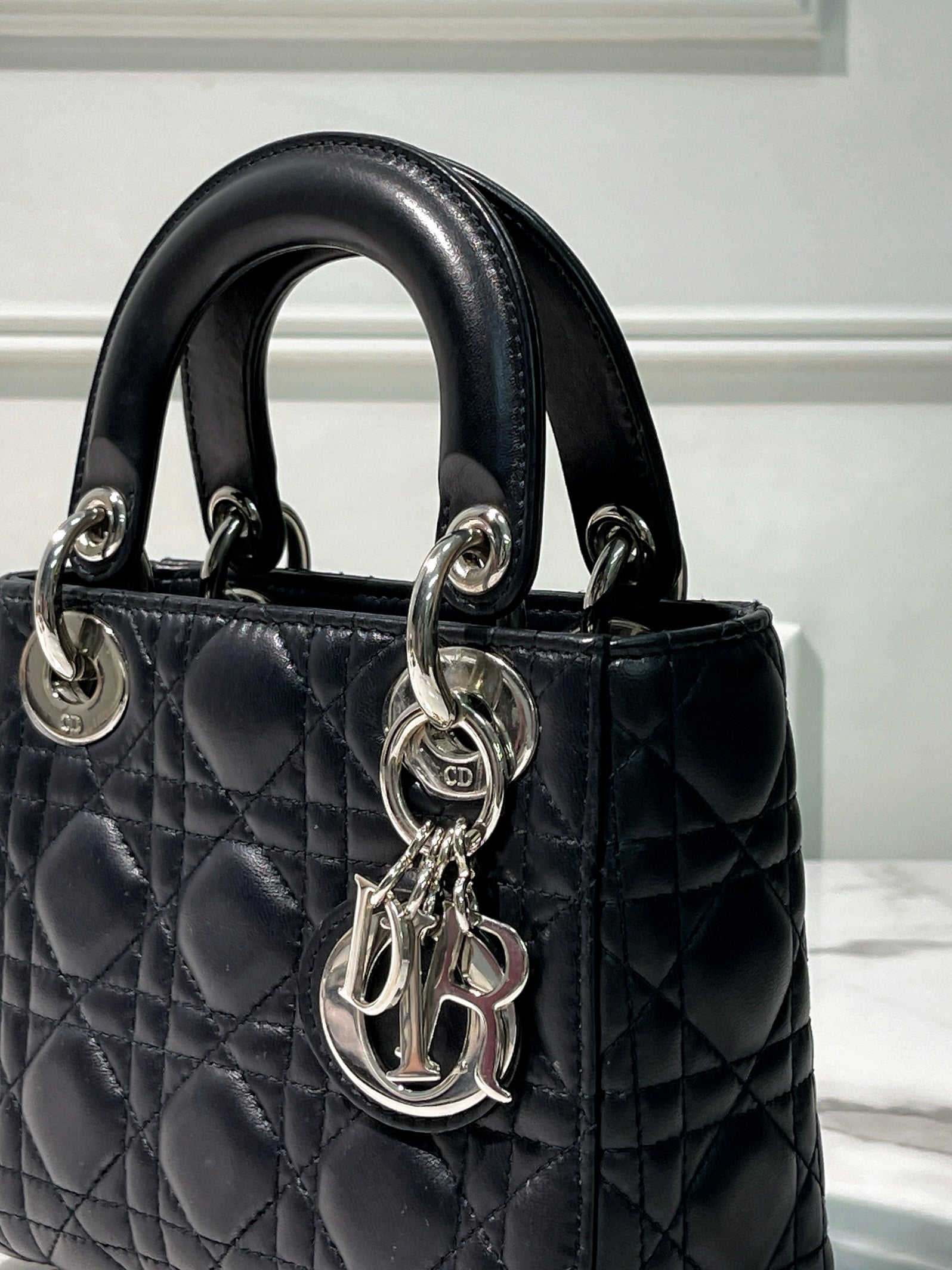 DIOR MINI LADY DIOR, Midnight Blue/Silver