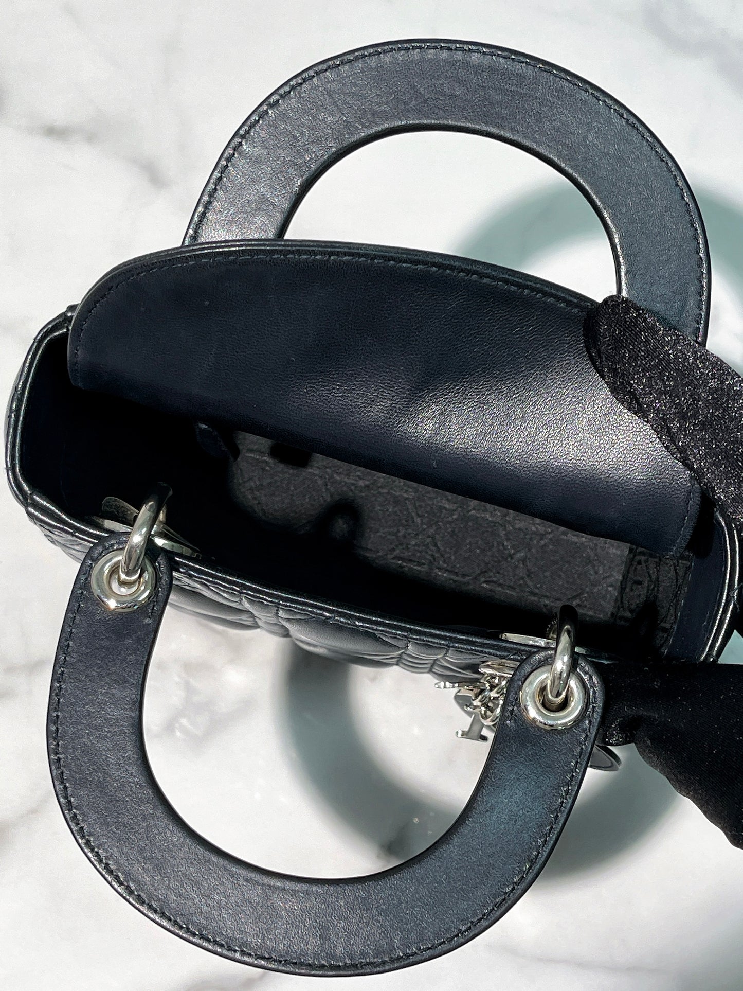 DIOR MINI LADY DIOR, Midnight Blue/Silver