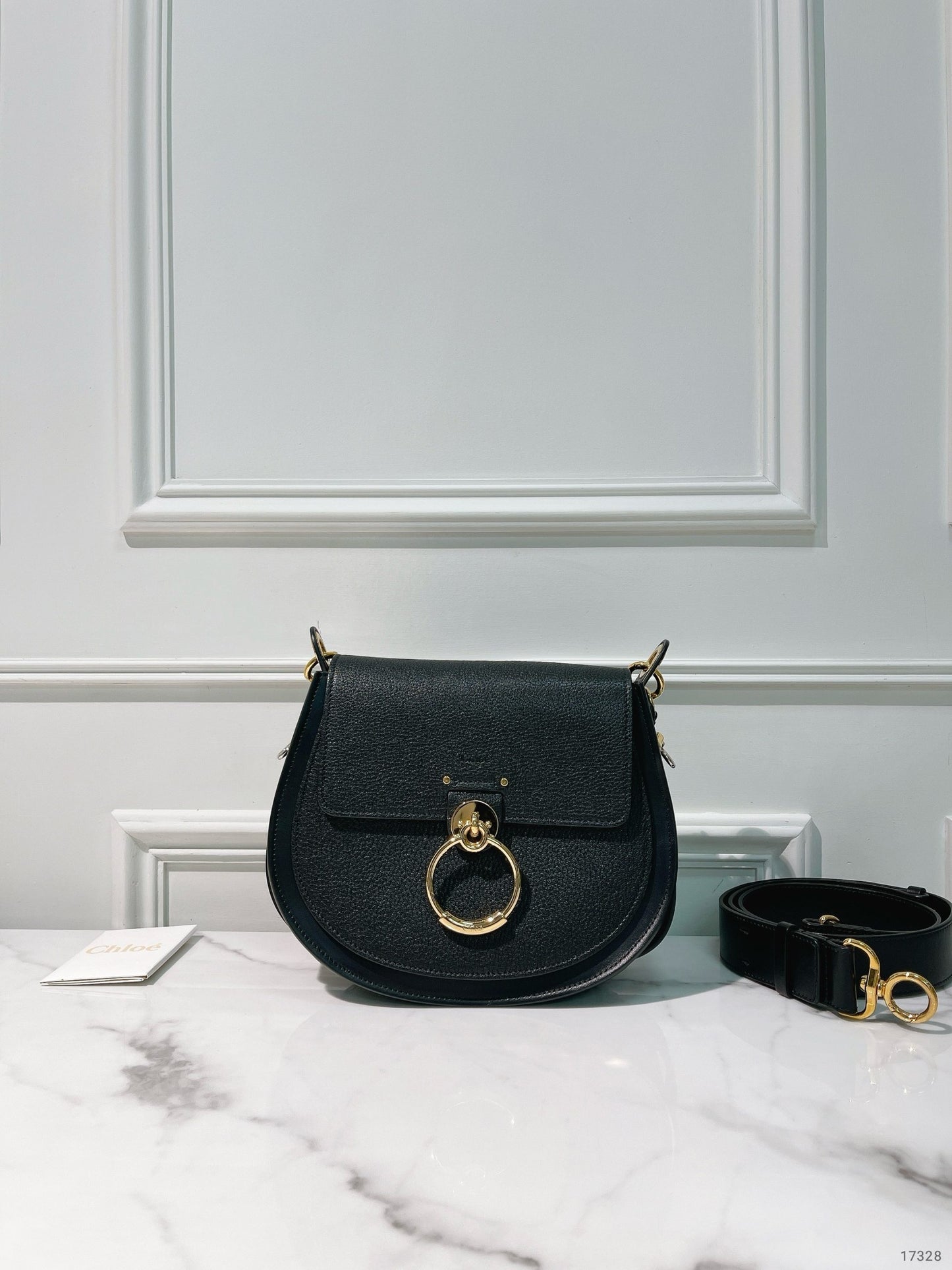 CHLOE TESS LARGE BAG, Black/Gold