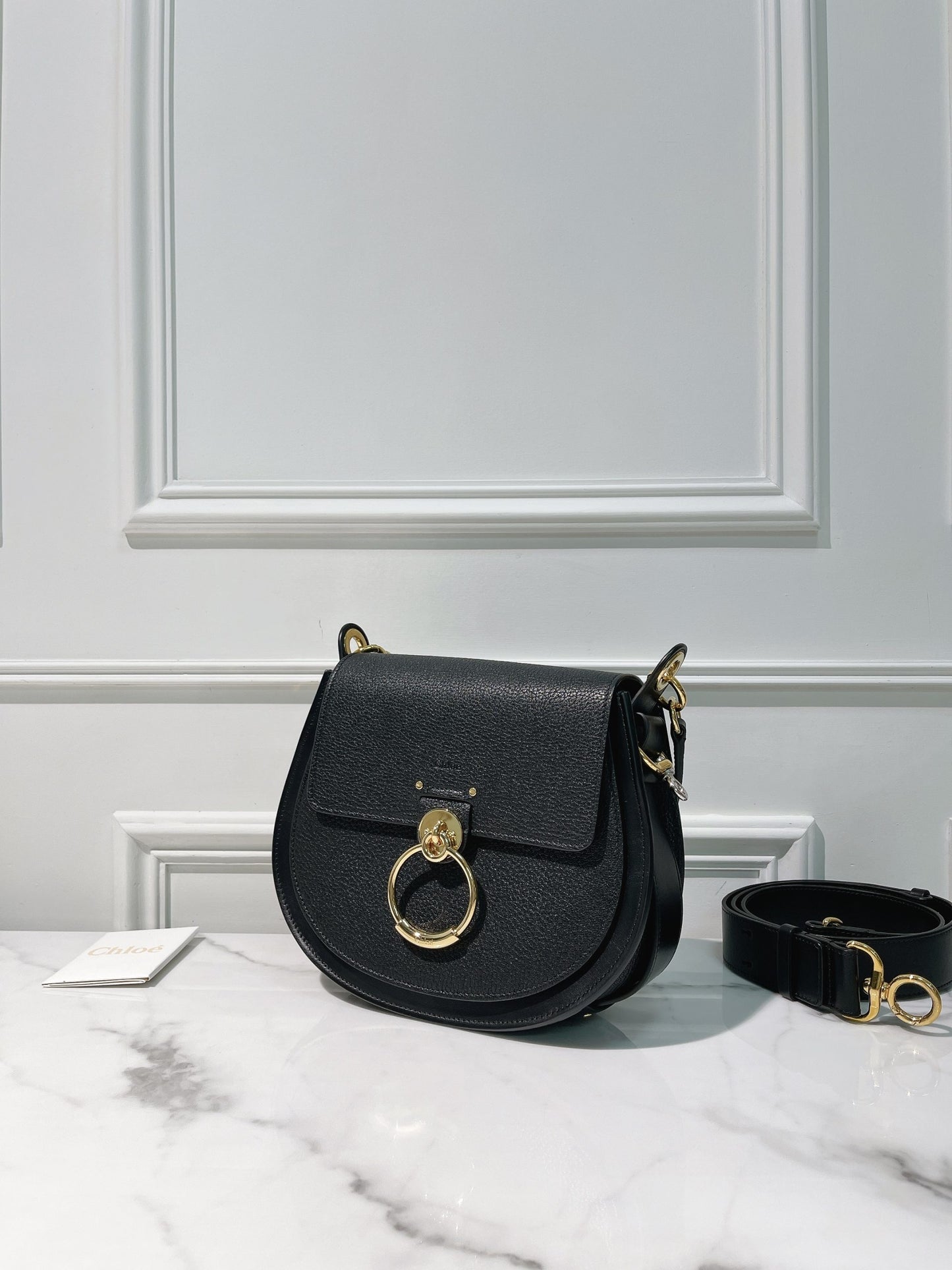 CHLOE TESS LARGE BAG, Black/Gold