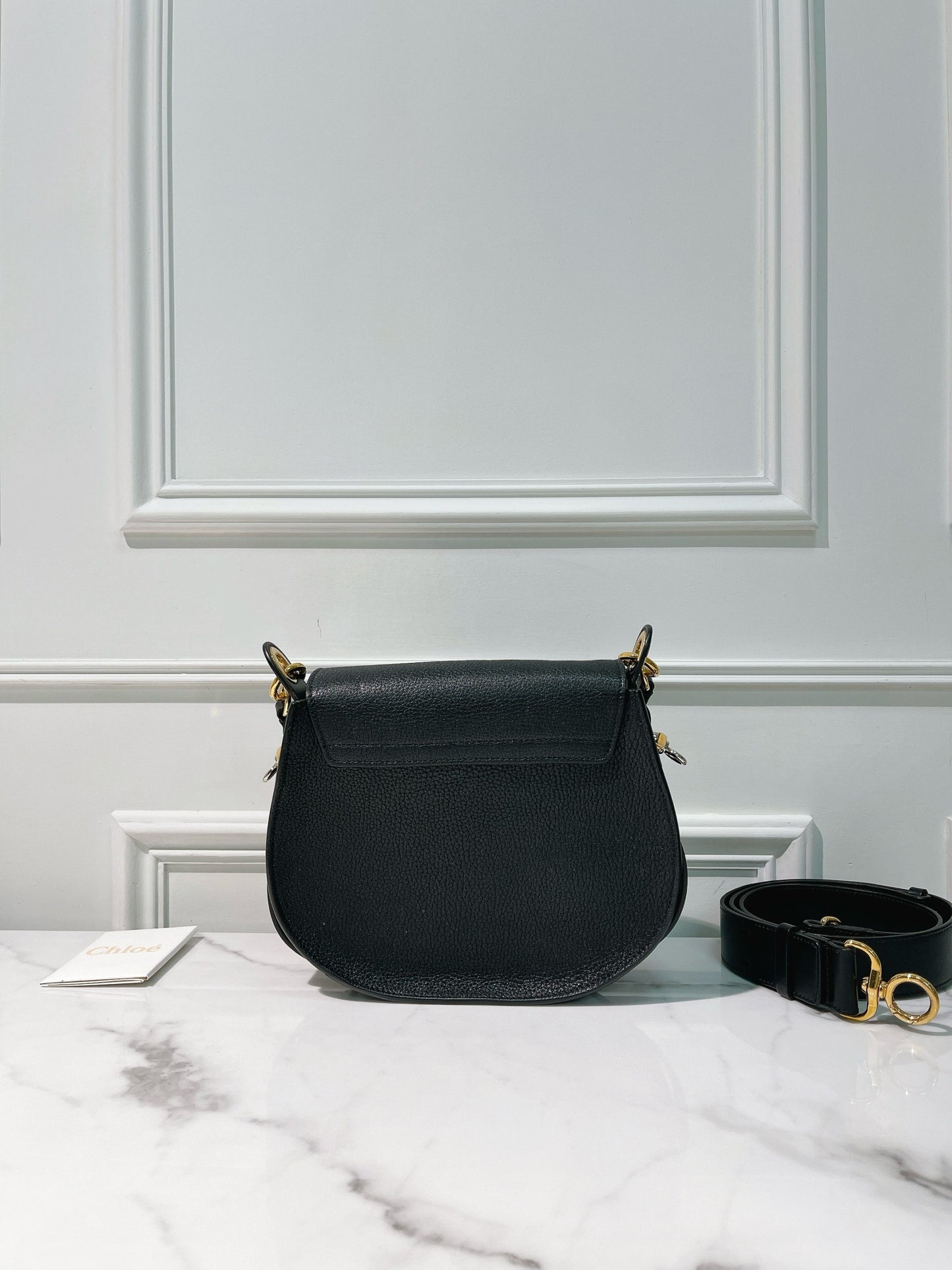 CHLOE TESS LARGE BAG, Black/Gold