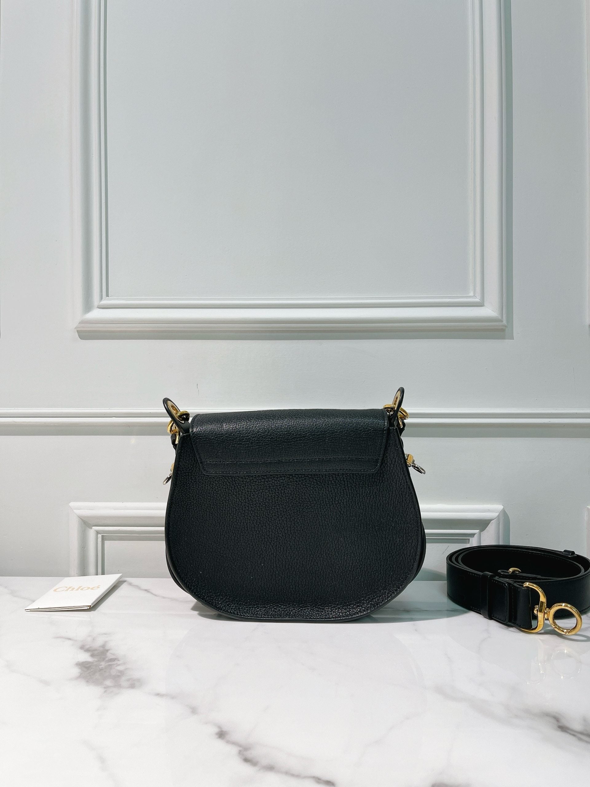 CHLOE TESS LARGE BAG, Black/Gold