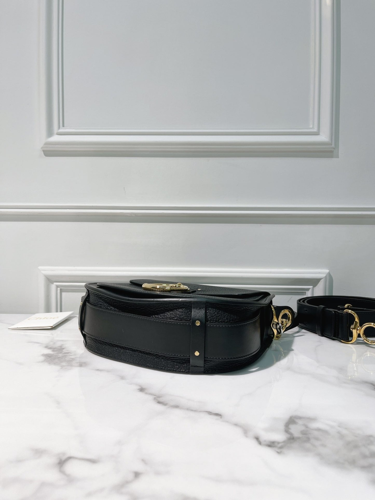 CHLOE TESS LARGE BAG, Black/Gold