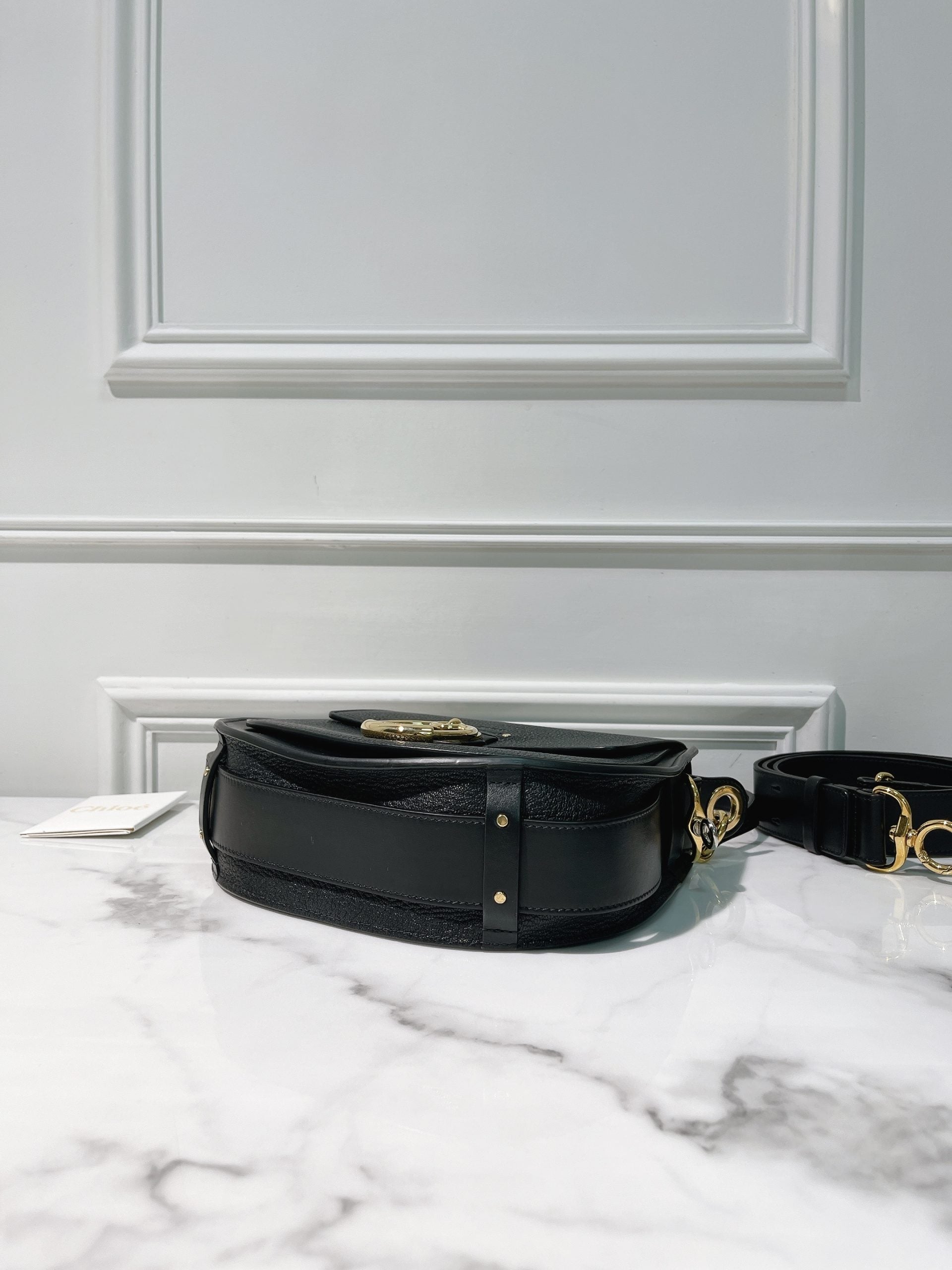 CHLOE TESS LARGE BAG, Black/Gold