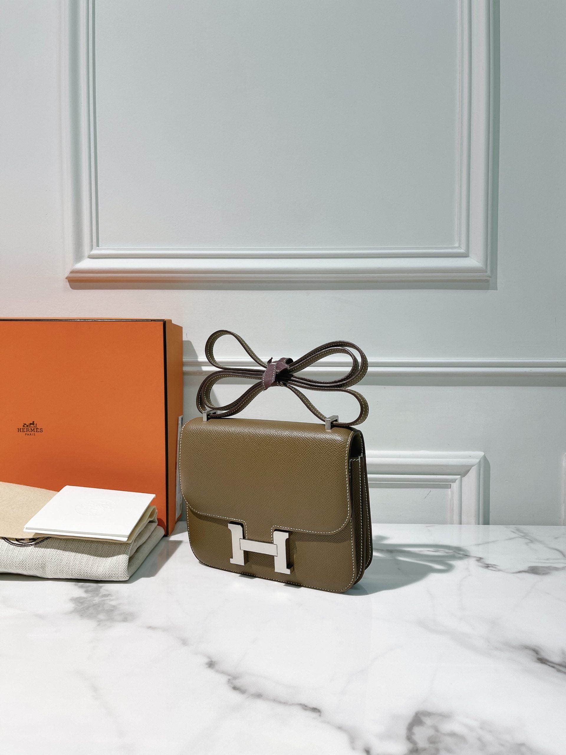 HERMES CONSTANCE MINI, Etoupe/Silver