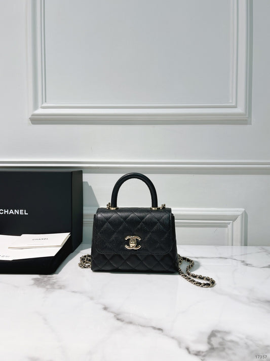 CHANEL MINI COCO HANDLE, Black/Gold
