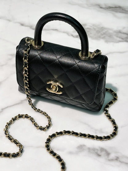 CHANEL MINI COCO HANDLE, Black/Gold