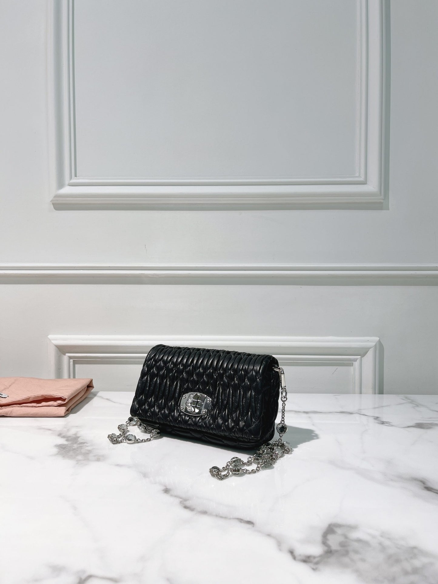 MIUMIU MATELASSE MINI BAG, Black/Silver