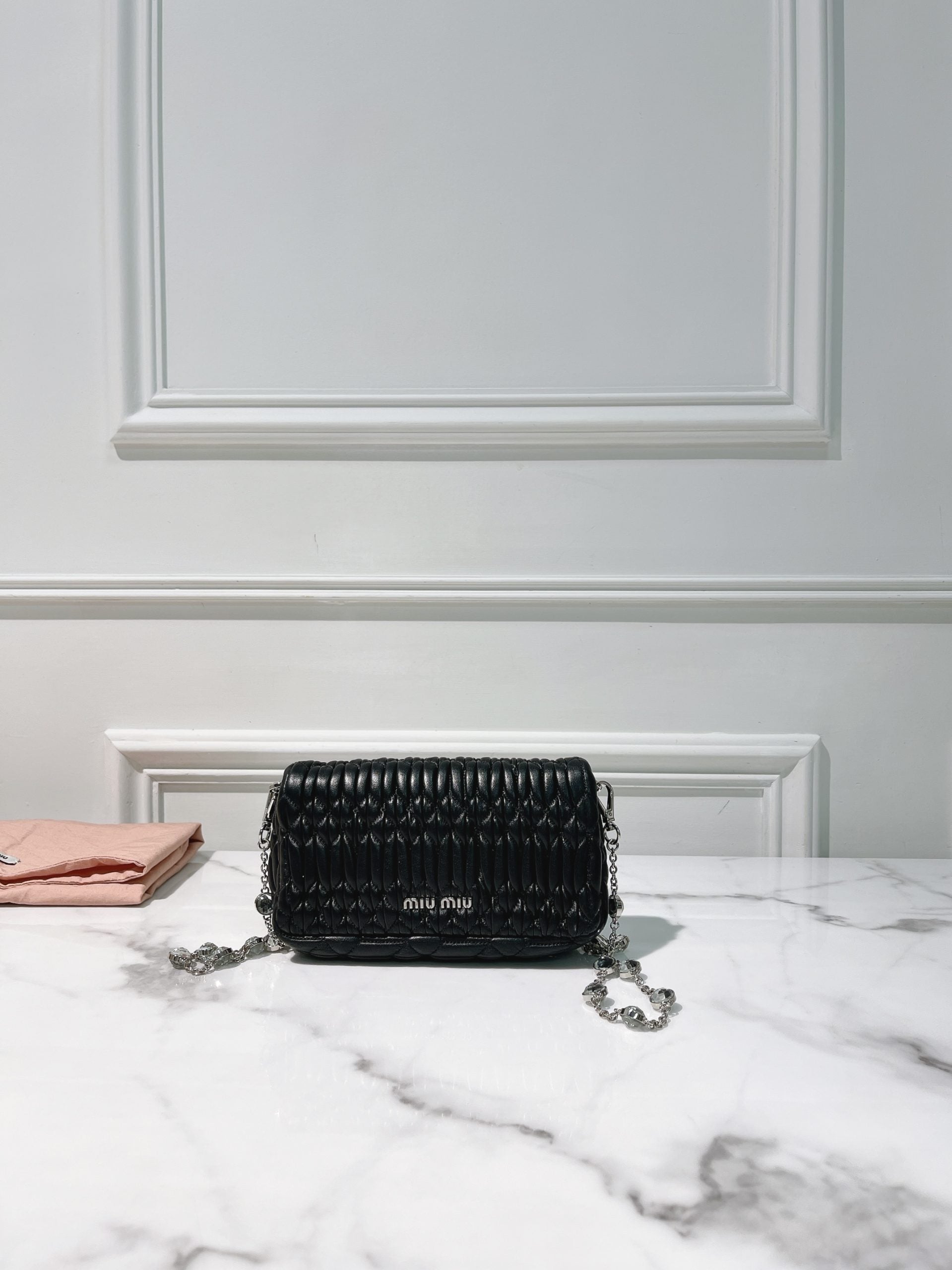 MIUMIU MATELASSE MINI BAG, Black/Silver