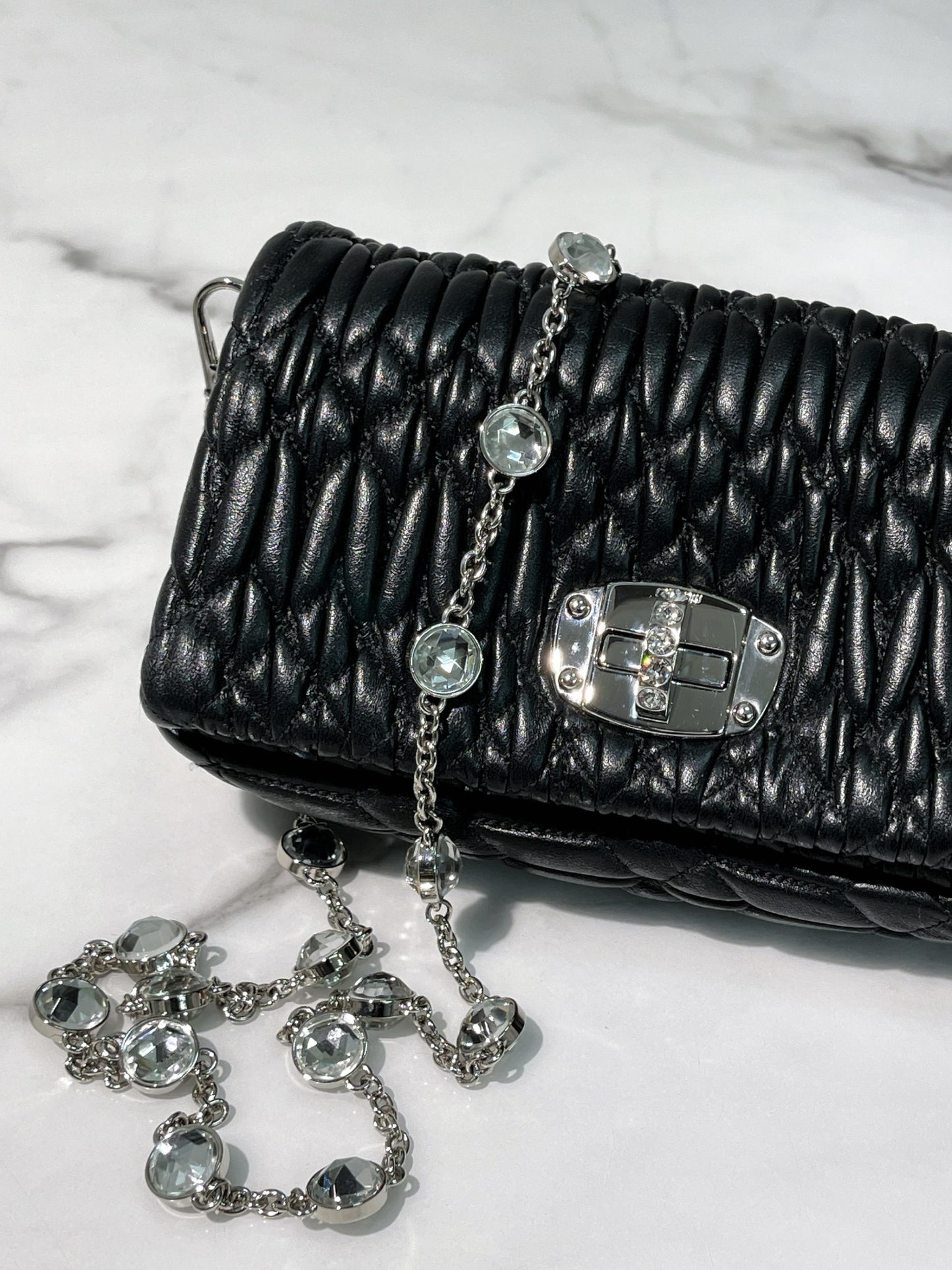 MIUMIU MATELASSE MINI BAG, Black/Silver