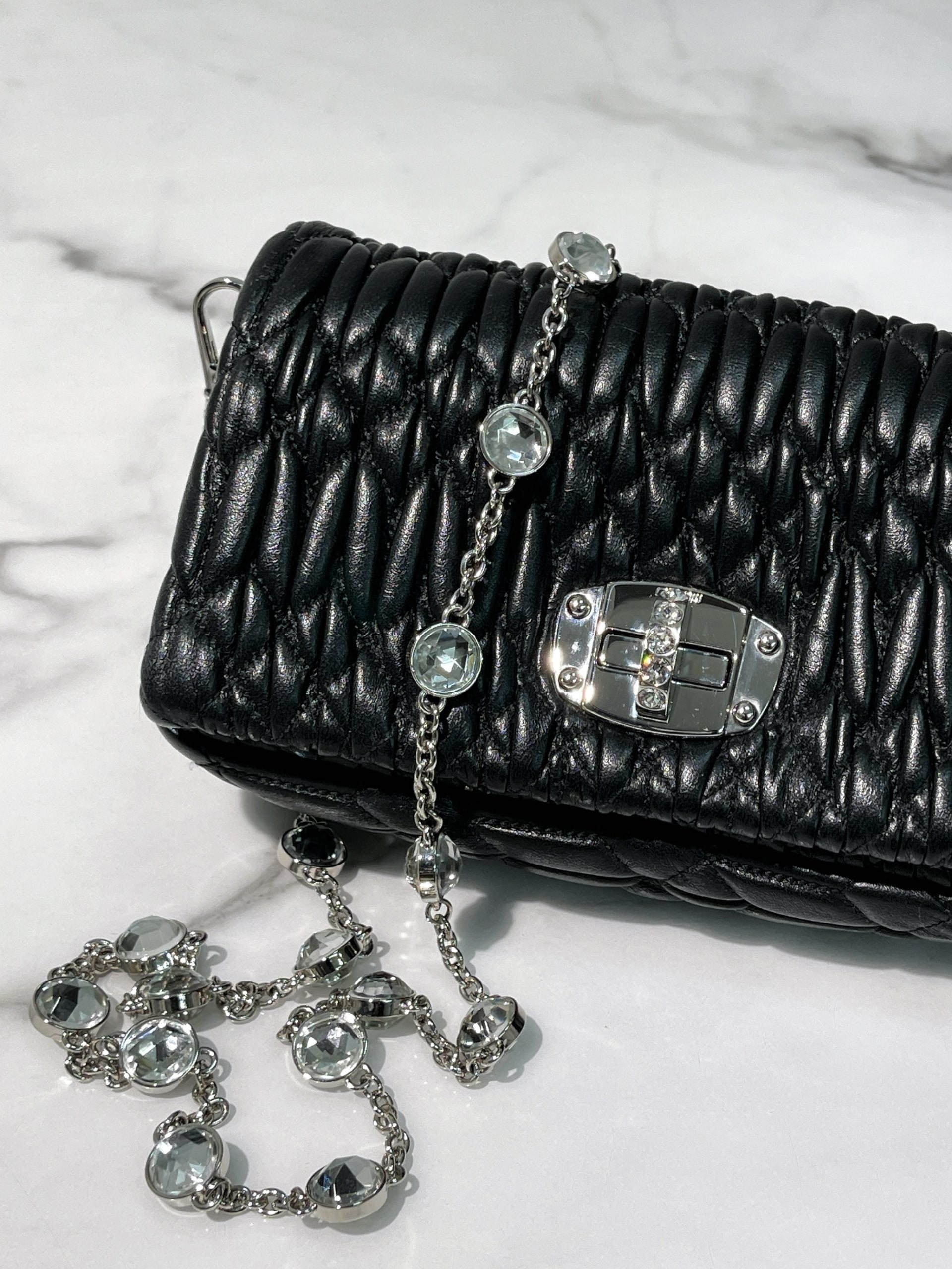 MIUMIU MATELASSE MINI BAG, Black/Silver