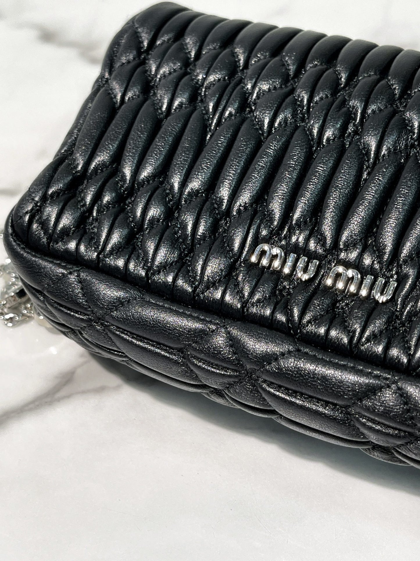 MIUMIU MATELASSE MINI BAG, Black/Silver