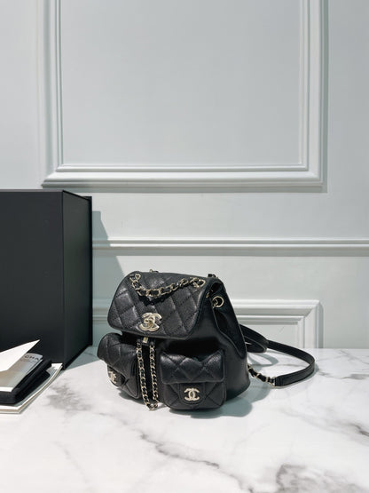 CHANEL SMALL DUMA BACKPACK, Black/Gold