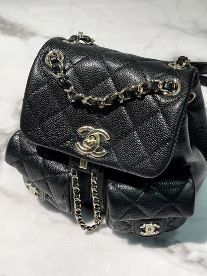 CHANEL SMALL DUMA BACKPACK, Black/Gold