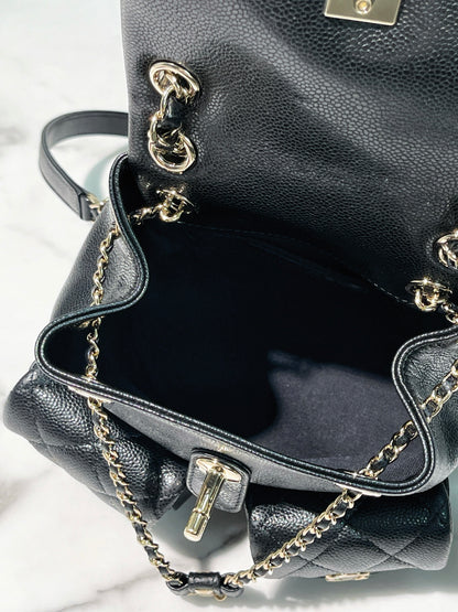 CHANEL SMALL DUMA BACKPACK, Black/Gold