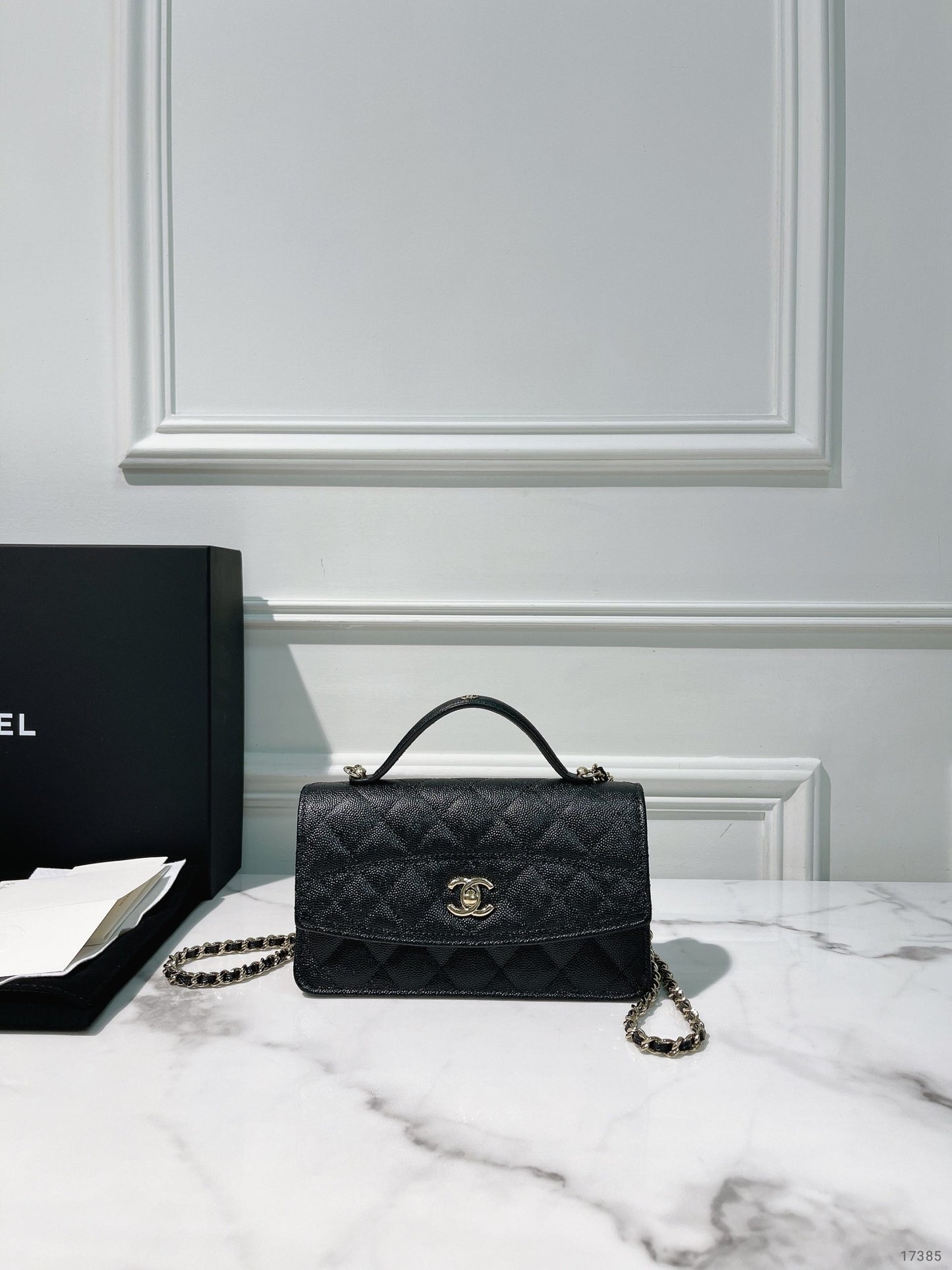 CHANEL 25C TOP HANDLE MINI CLUTCH, Black/Gold